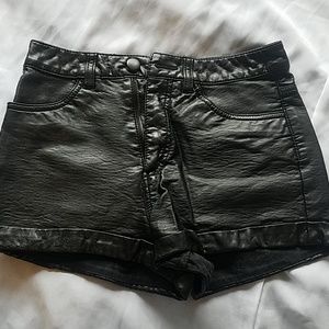 Black Pleather Shorts